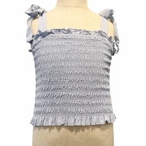 Katie J NYC Girls Youth Large (10-12) Smocked Blue Cami Top Blue